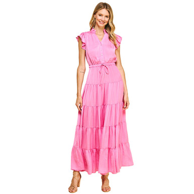 Women's Pinch Satin Tiered Maxi Dress | Eagle Eye Outfitters