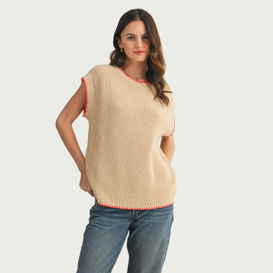 Women's Mustard Seed Whip Stitch Round Neck Sweater Vest