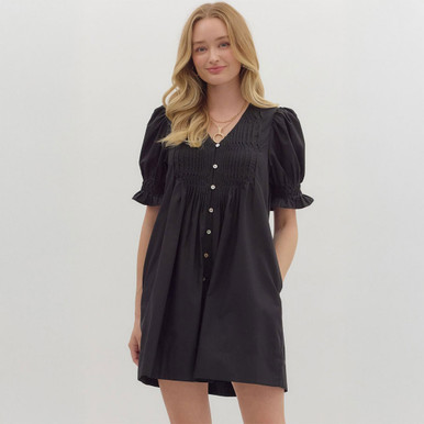 Women's Entro Short Sleeve Pintuck Mini Dress | Eagle Eye