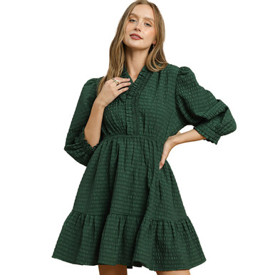 green emerald velvet dress Rubi Green Babydoll Mini Dress - US 6