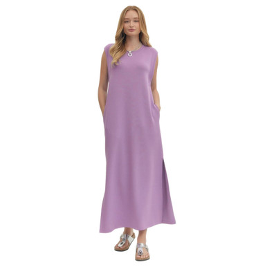knee length dresses for ladies V-Neck Ruffle Sleeve Tiered Midi Dress with Pockets in Plus Size by Entro  Clothing main image 0