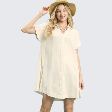 Umgee Women's Button Down Hi Low Mini Dress, Size Small | Eagle Eye Outfitters