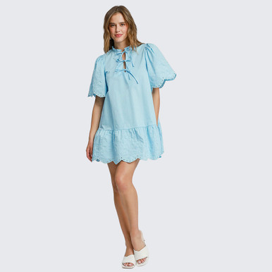 umgee blue dress Umgee Puff Sleeve Dress Blue