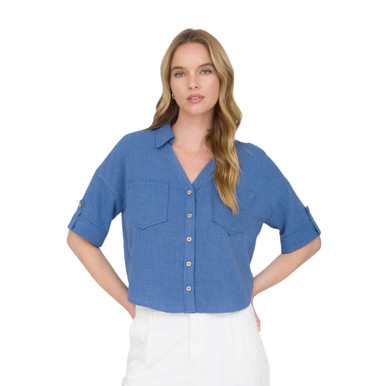 Women's Blu Pepper V-Neck Button Down Shirt | Eagle Eye Outfitters