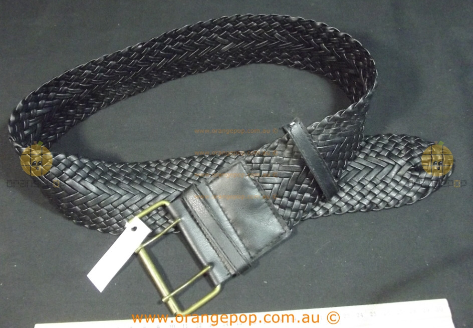 black leather braided belt women's