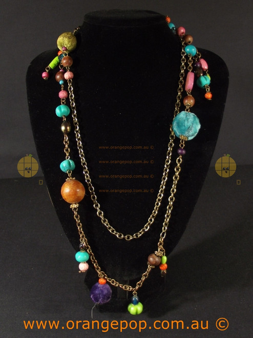 Long abstract Multi coloured women's necklace