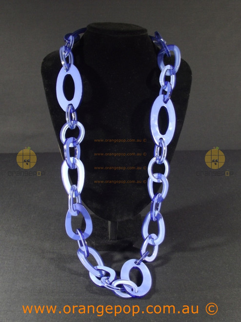 Blue oval linked necklace