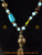 Blue, green and bronze women's necklace