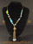 Blue, green and bronze women's necklace