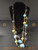 Pom Pom blue and purple detailed necklace