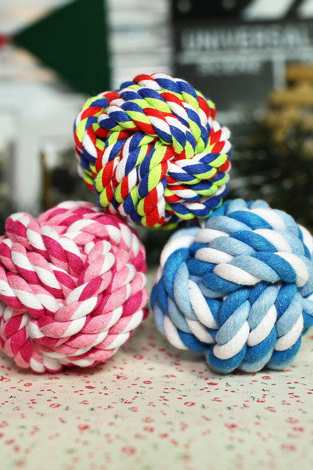  Pet Chew Toy, Knots Weave Cotton Rope, Biting Small Ball for Dogs & Cats, 3 in One Pack 2.75Inch