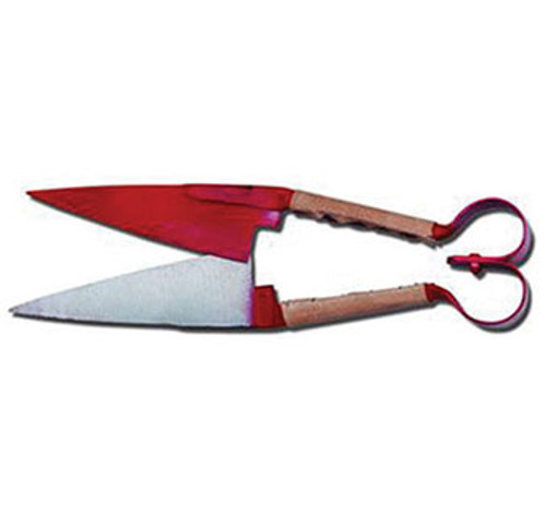 Agri-Pro Double Bow Sheep Shear with 6-inch carbon steel blade and red enamel handles with leather grips