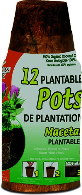 PlantBest Fiber Grow Pots, 2.5", 12 Pots