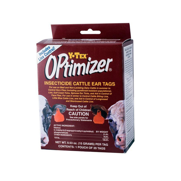Y-Tex Optimizer Insecticide Ear Tags, 20 Pack