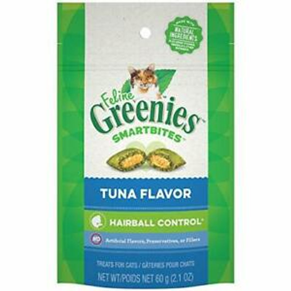 Feline Greenies SmartBites Hairball Control Tuna Flavor Cat Treats 2.1 oz package