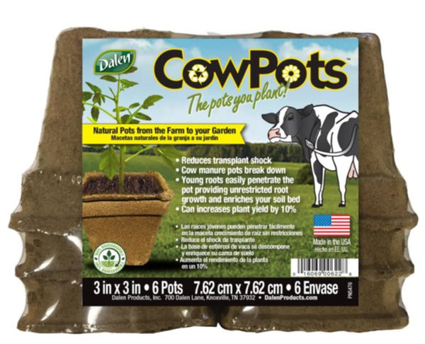 Biodegradable Dalen CowPots for seed starting, 6-pack