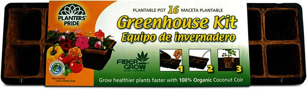 PlantBest Fiber Grow Greenhouse Starter Kit, 16 Pots