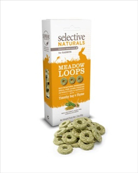 Selective Naturals, Meadows Loops, Timothy Hay & Thyme, Snacks For Small Pets, 2.8 oz