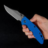 Hinderer XM-18 NF Bowie G10 Blue Folding Knife