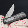 Kizer Quoll Titanium & Rainbow Damascus Folding Knife