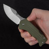 1881 Knife Works Lombard OD Green Tumbled Drop Point Folding Knife