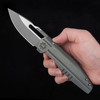 We Knife Reveille Olive Gray Titanium Stonewashed Folding Knife