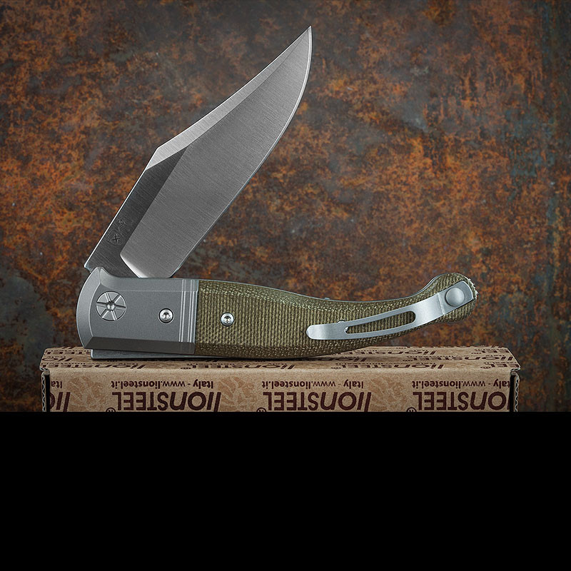 Lion Steel Gitano Green Canvas Micarta Folding Knife