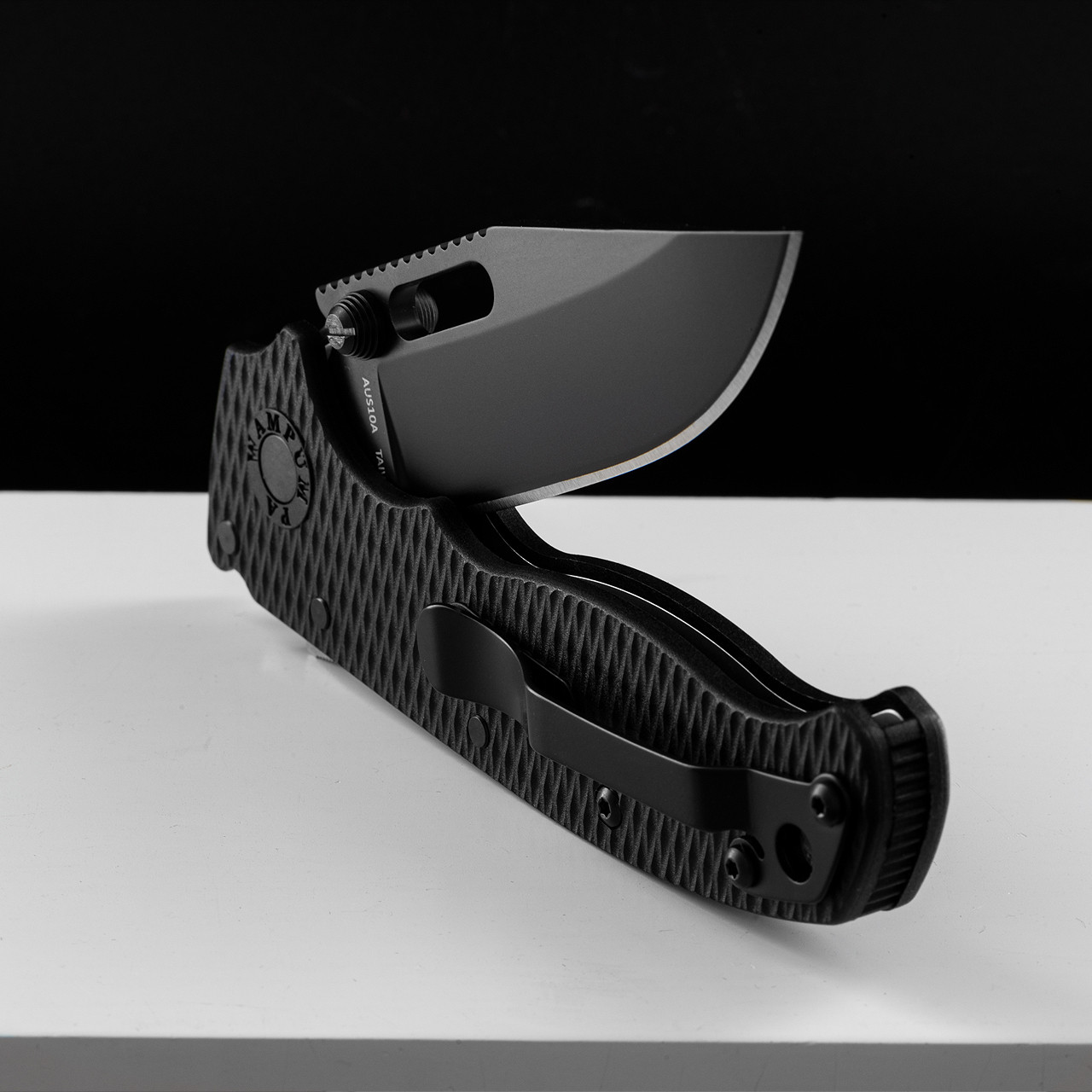 Demko AD 20.5 AUS10 Clip Point Black Blade Folding Knife