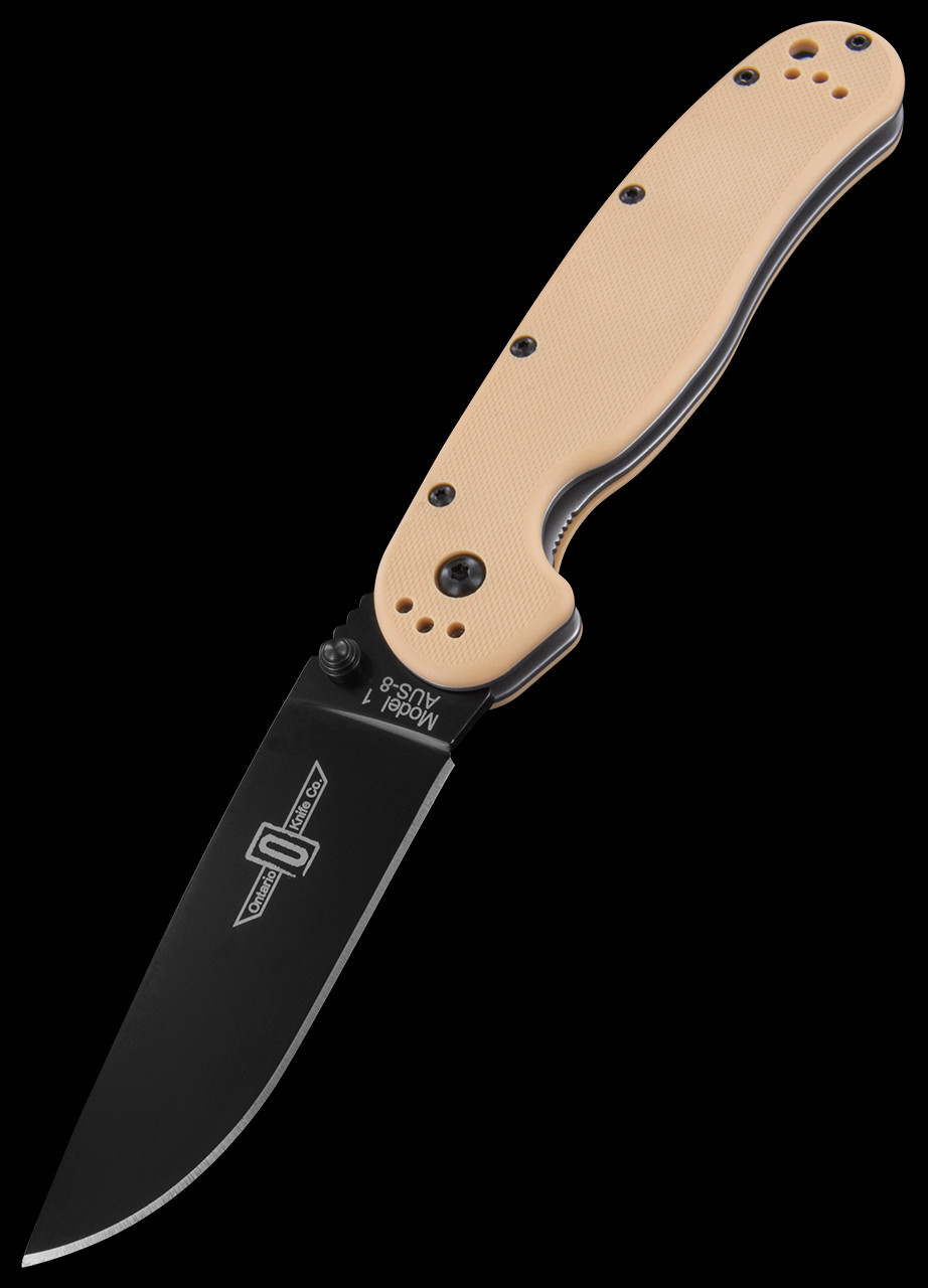 Ontario RAT 1 AUS 8 Black Folding Knife - Heinnie Haynes