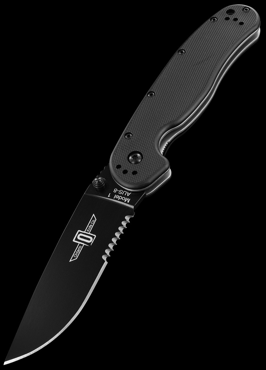 Ontario RAT 1 AUS 8 Black Folding Knife - Heinnie Haynes