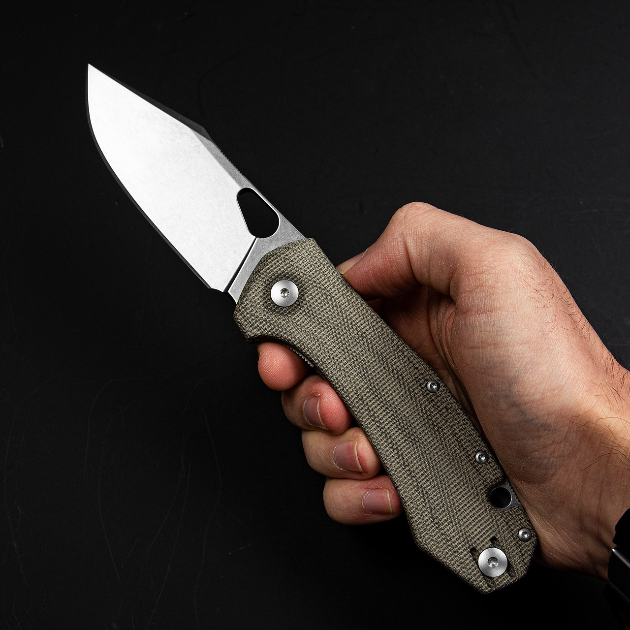 GiantMouse Grand Green Micarta M390 Folding Knife - Heinnie Haynes
