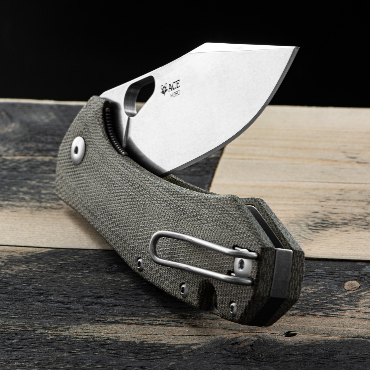 GiantMouse Grand Green Micarta M390 Folding Knife - Heinnie Haynes