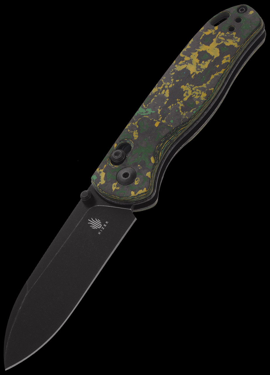 Kizer Azo Drop Bear Toxic Storm Fat Carbon Folding Knife