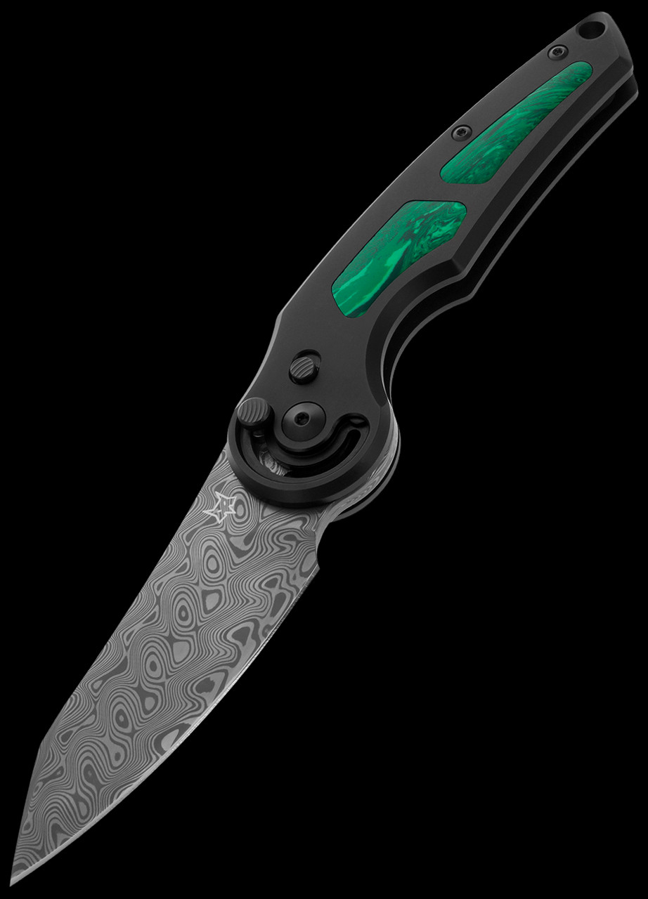 Fox Jupiter Titanium Damascus Malachite Folding Knife