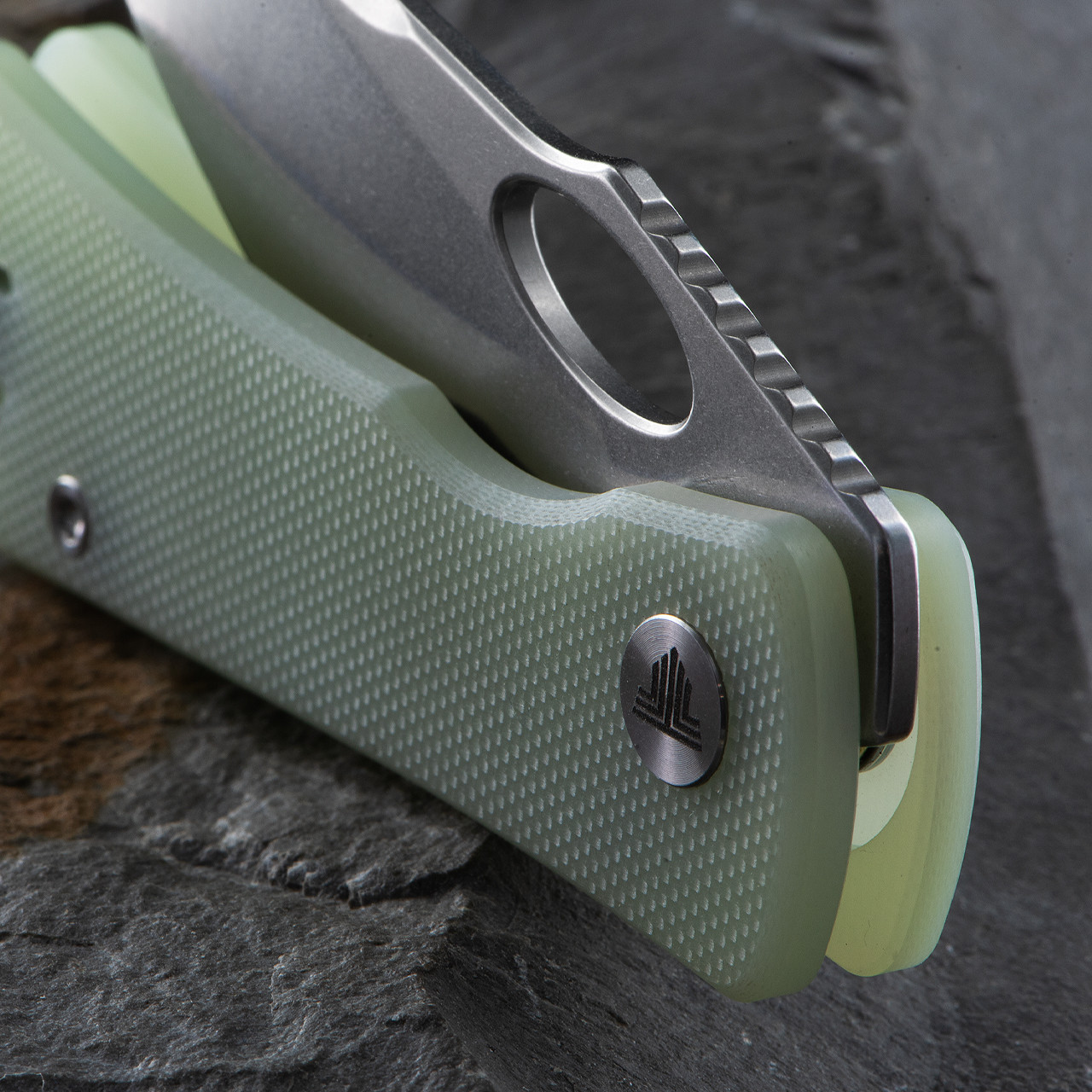 Trivisa Andromeda Linerlock Jade Folding Knife | Heinnie Haynes
