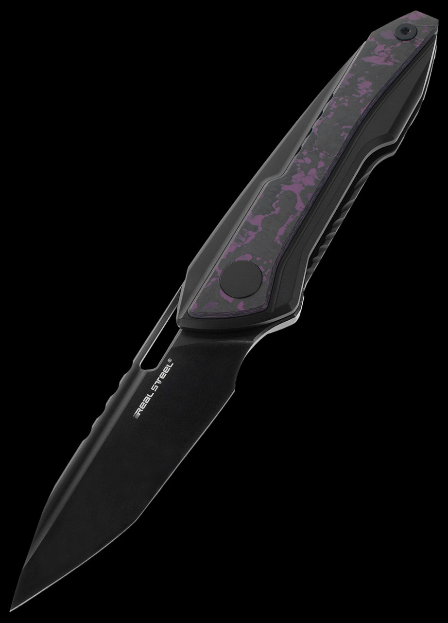 Real Steel Bullet Fat Carbon Purple Haze Folding Knife | Heinnie