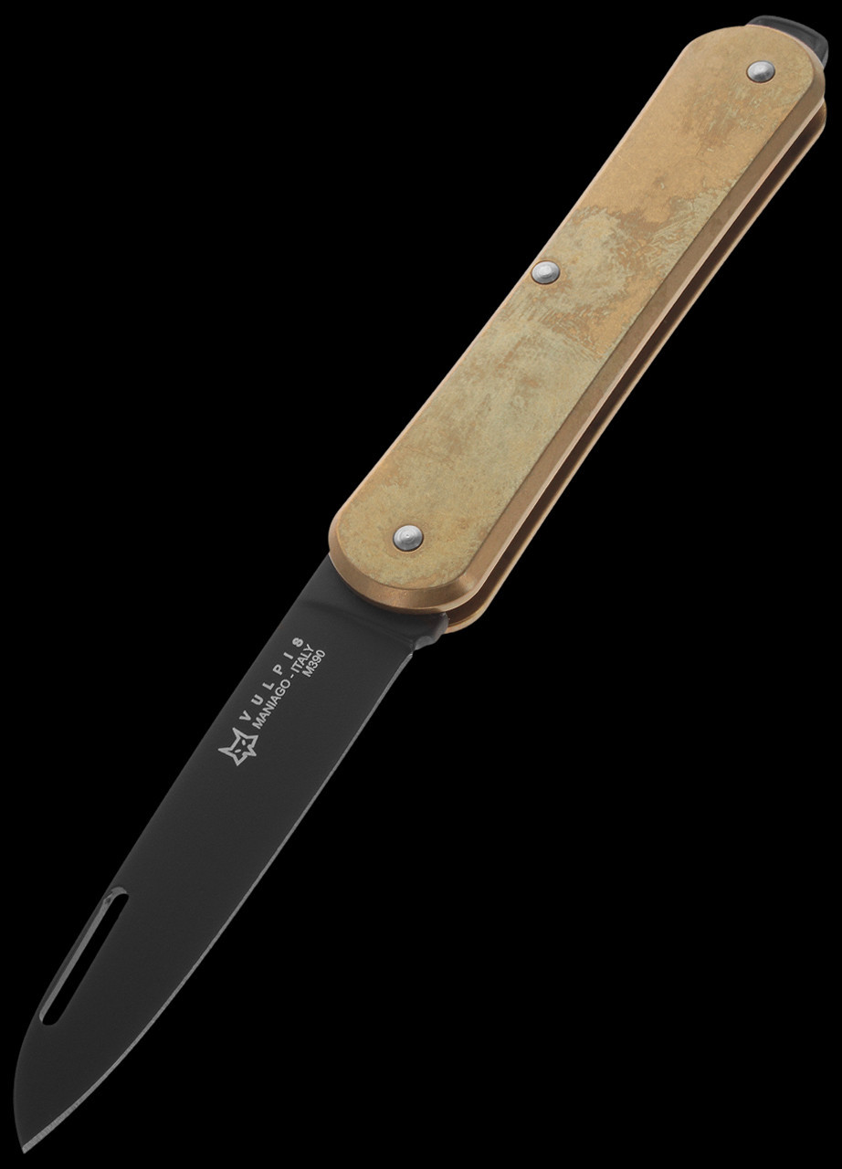 Fox Vulpis 1 Brass Black Penknife Folding Knife | Heinnie Haynes