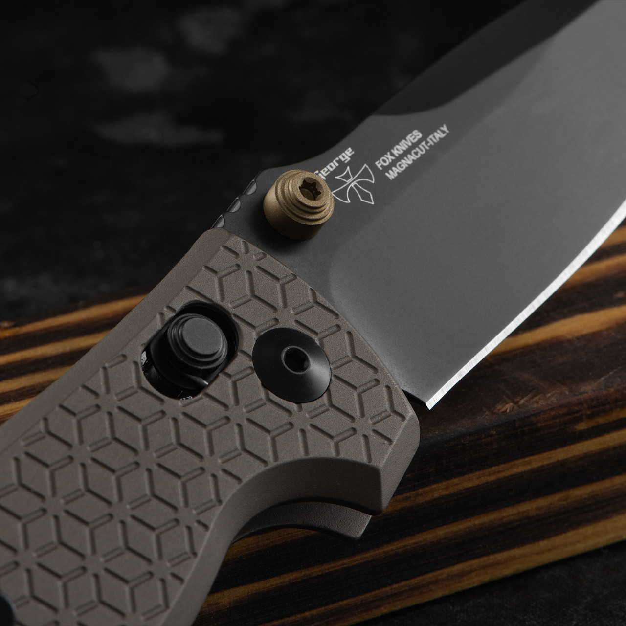 Fox Anzu Bronze Aluminium Black Folding Knife - Heinnie Haynes