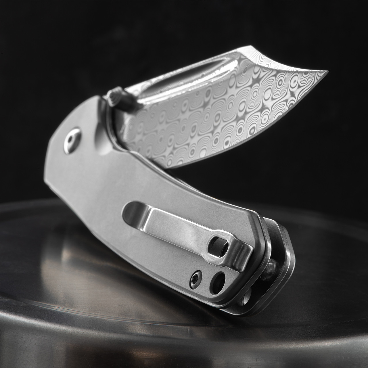 CJRB Bowie Pyrite Damascus Titanium Folding Knife | Heinnie CJRB Bowie Pyrite Damascus Titanium Folding Knife | Heinnie