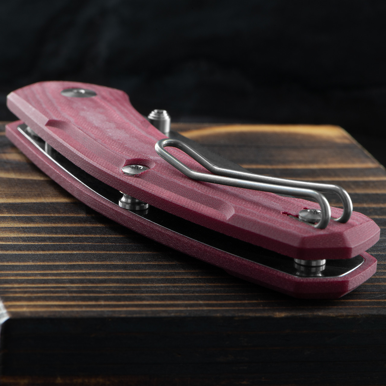 Giant Mouse Iona V2 Red Linen Folding Knife | Heinnie Haynes