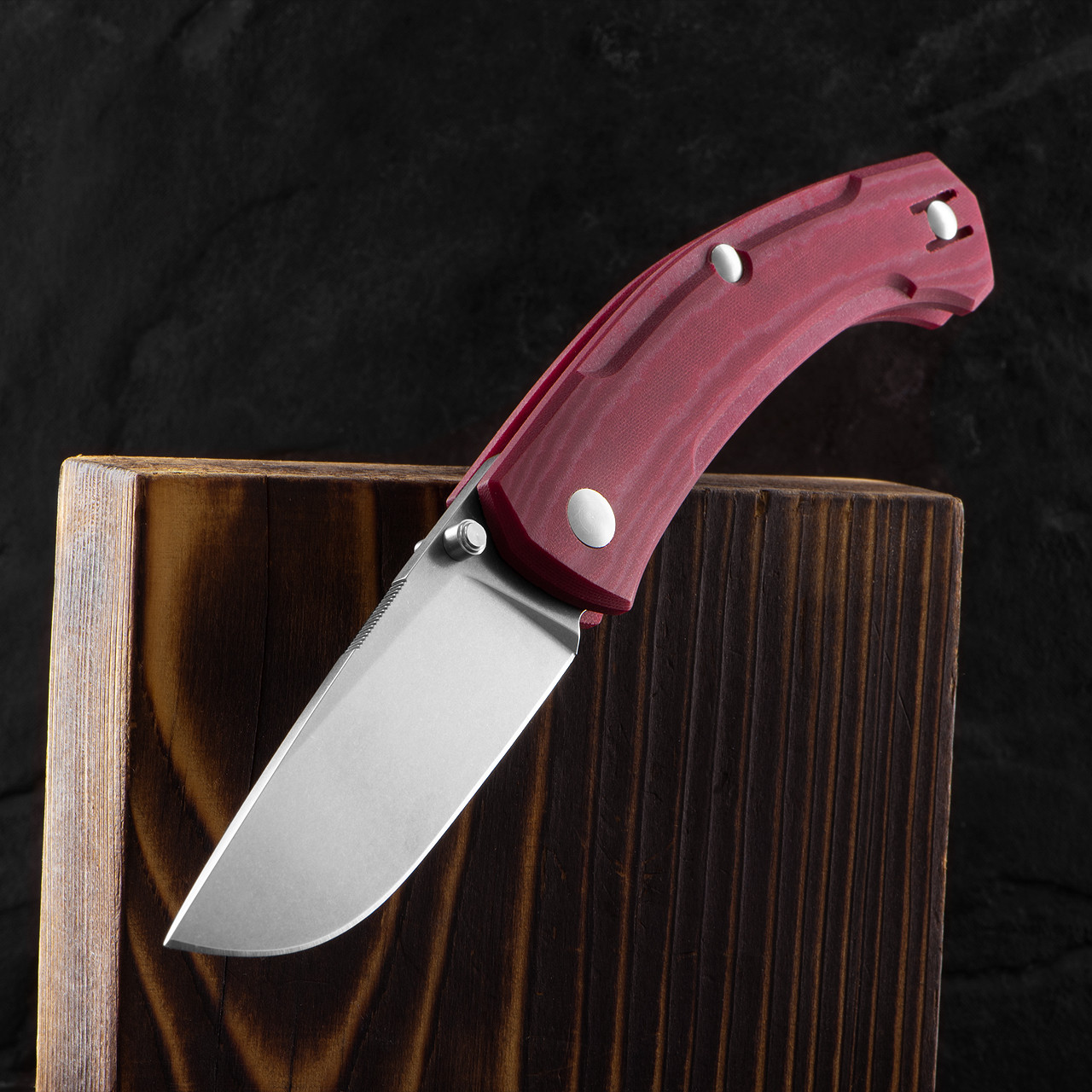 Giant Mouse Iona V2 Red Linen Folding Knife | Heinnie Haynes
