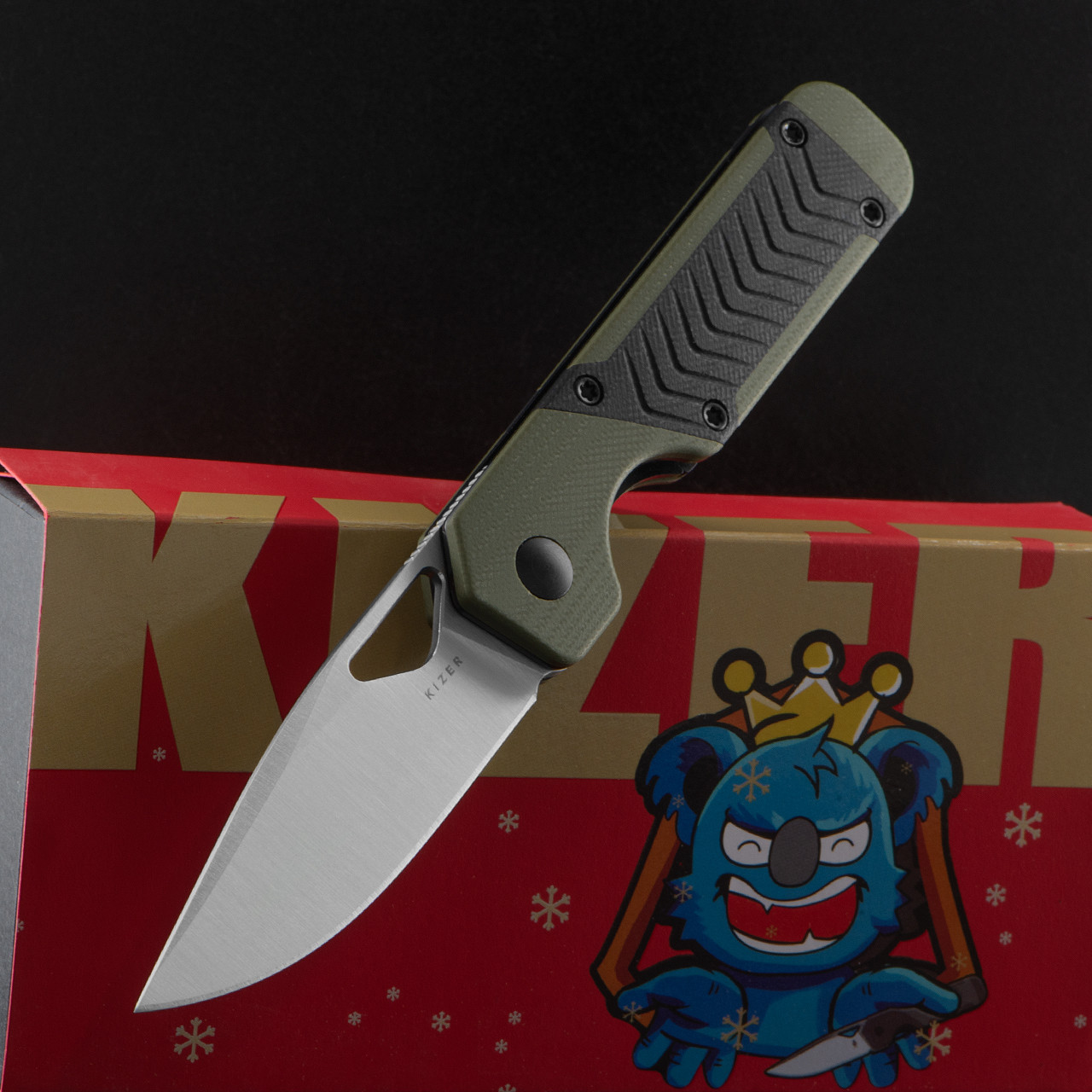 Kizer Mini Militaw Green & Black G10 | Heinnie Haynes