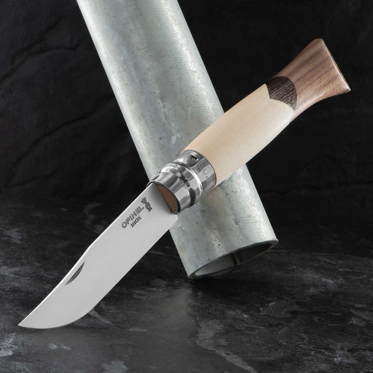 Opinel Klappmesser VRN9 – Geschlossen 12 Cm, Karbonstahlklinge, Buchenholzgriff, Mit Sicherheitsring