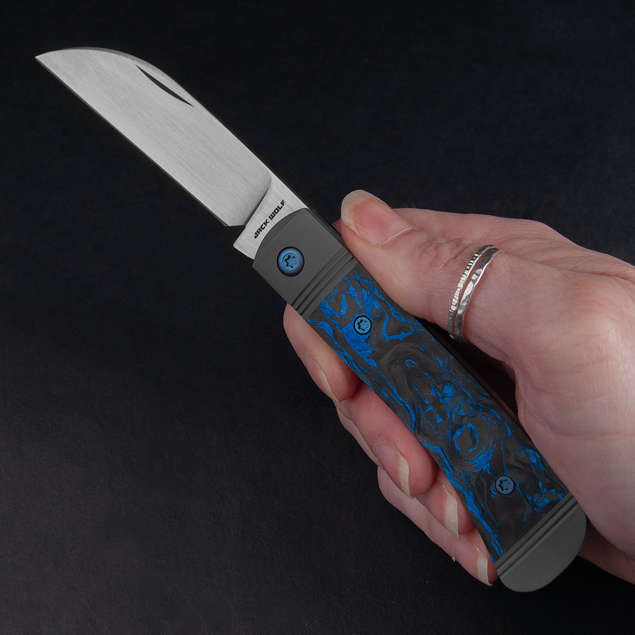 Jack Wolf Venom Jack Blue Marbled Carbon Fibre | Folding Pocket Knife