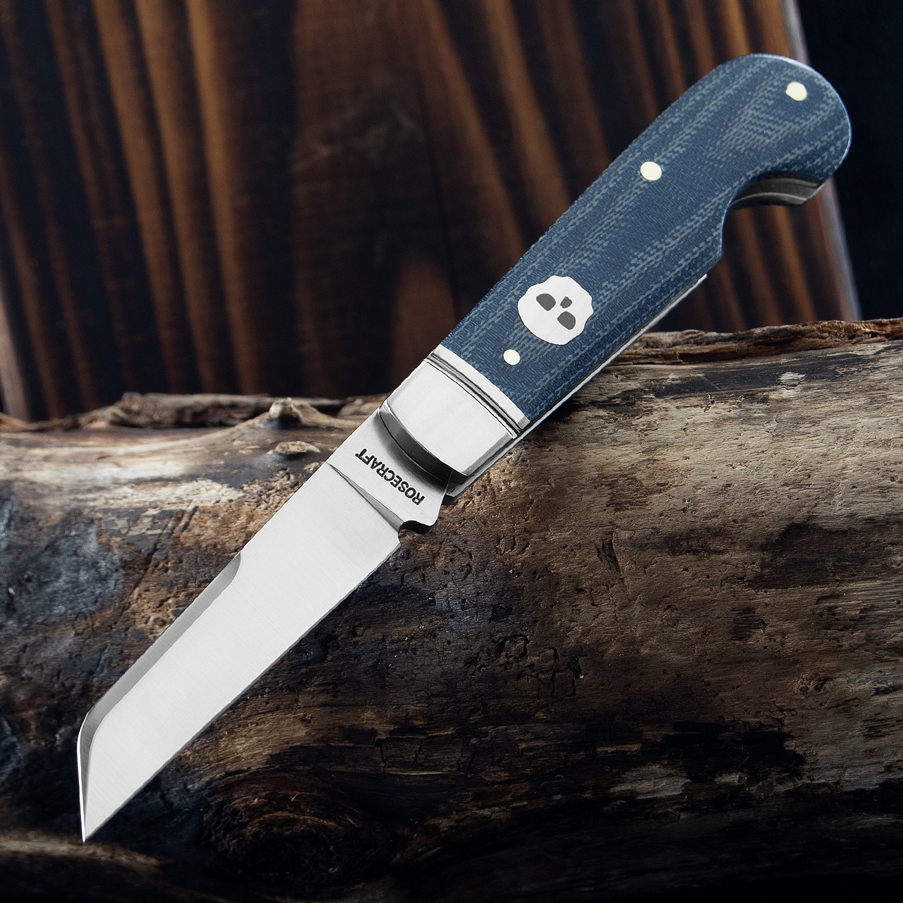 ジャネット社　マッキー社　デルファイトブルーレフトオーバー　レフ Rosecraft Elk River Easy Open Jack Denim Micarta | UK Carry