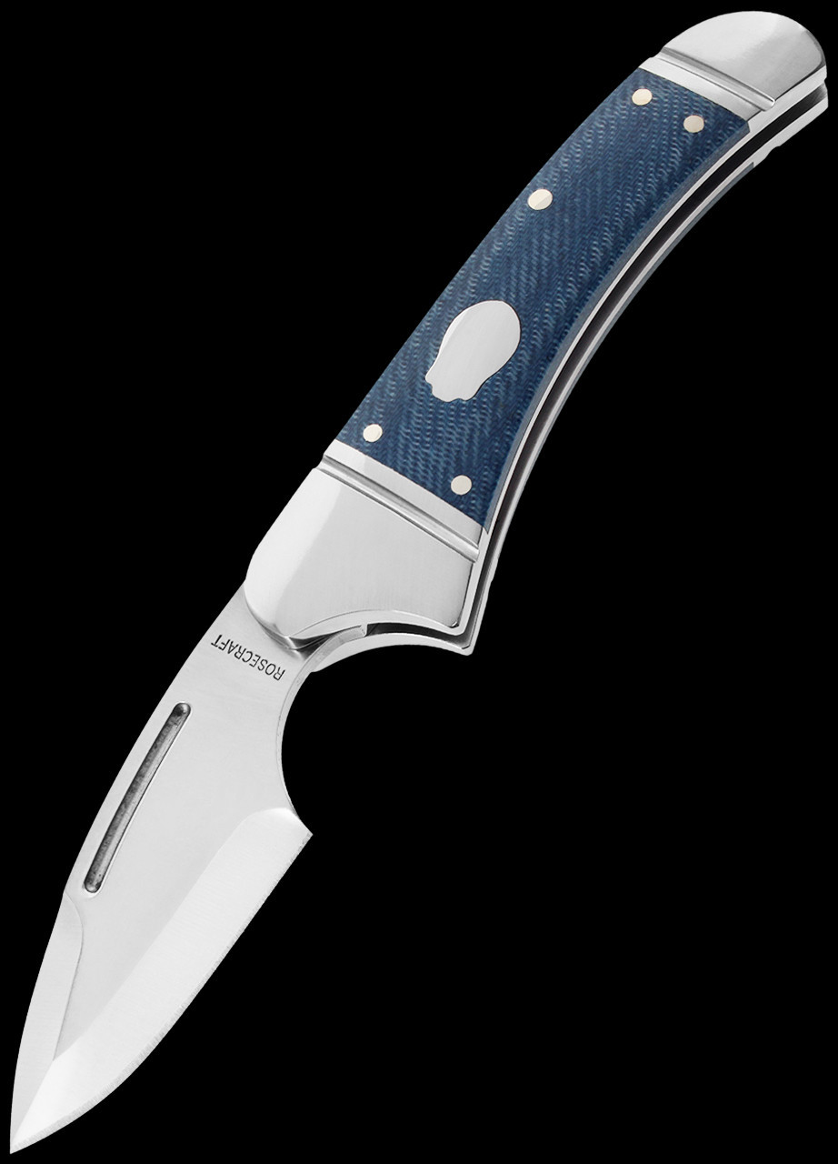 凸守たかね 新刊セット Blue-Blooded Rosecraft Zambezi Blue Micarta | UK Carry Friendly Folding Knife