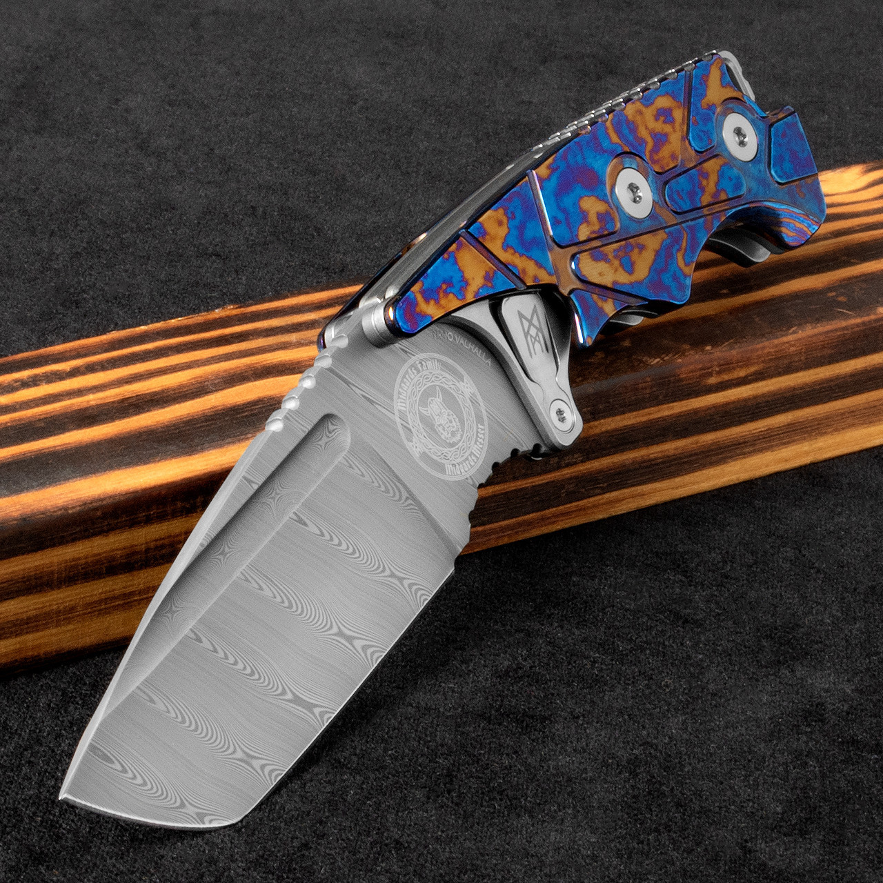 Midgards-Messer Valhalla Timascus Damasteel | Folding Pocket Knife