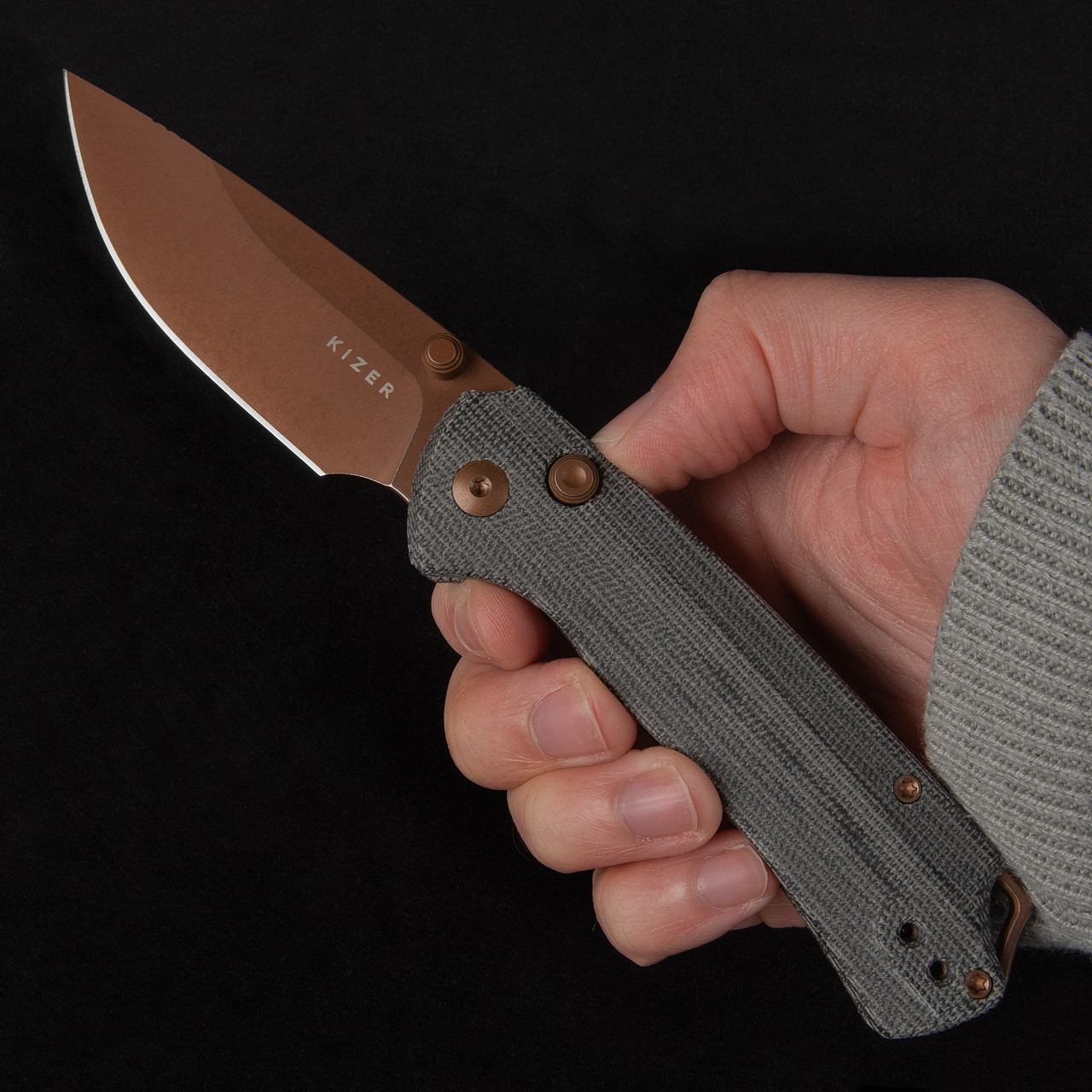 Kizer T1 BD Norplex UltreX Micarta Sunset PVD | Folding Pocket Knife