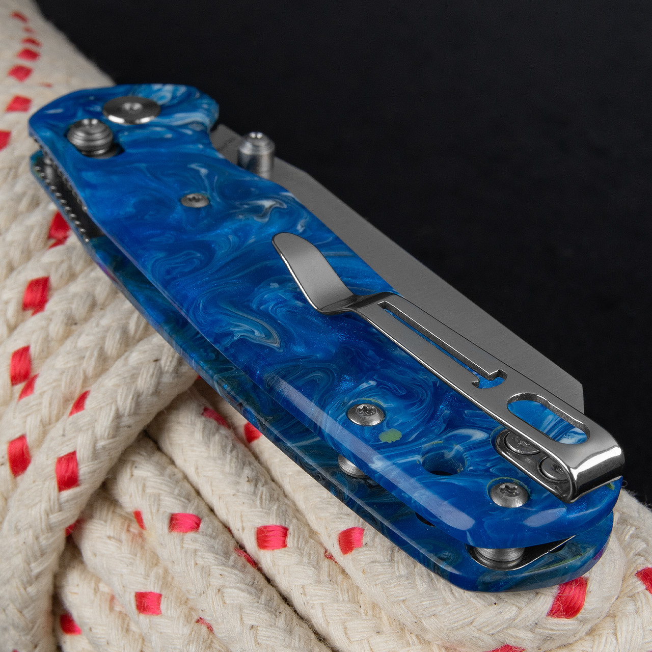 Bestech Cicada's Wing Resin Blue Marble | Folding Pocket Knife