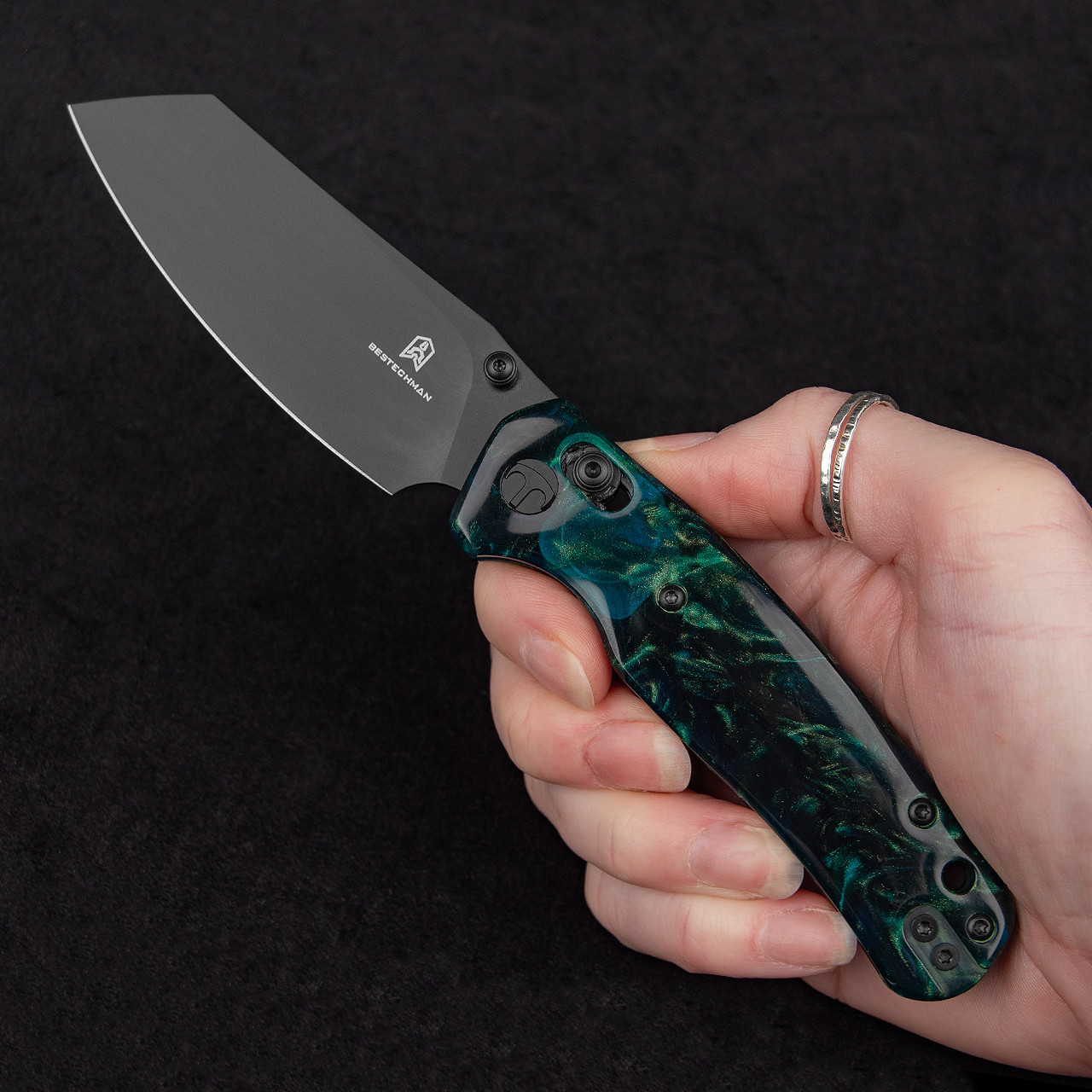 Bestech Cicada's Wing Resin Black & Blue | Folding Pocket Knife